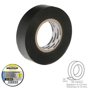 Nastro Isolante Nero Professionale, Spessore 0,15 mm, Larghezza 25 mm, Rotolo da 25 Metri - Product Image 1