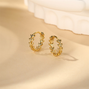 S925 Sterling <b>Silver</b> Classic Branch Design Zircon Huggie Hoop <b>Cuff</b> <b>Earrings</b> for Women - Product Image 2