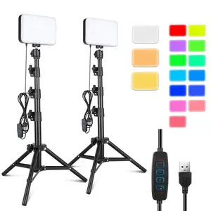 RGB Photography Video Lighting Studio Lights with Adjustable Tripod Stand for Video Recording Live Streaming Make up Vlogging