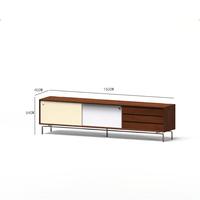Meuble TV rectangulaire coulissant en bois massif de style Mid-Century Modern, design européen moderne pour salon et chambre à coucher