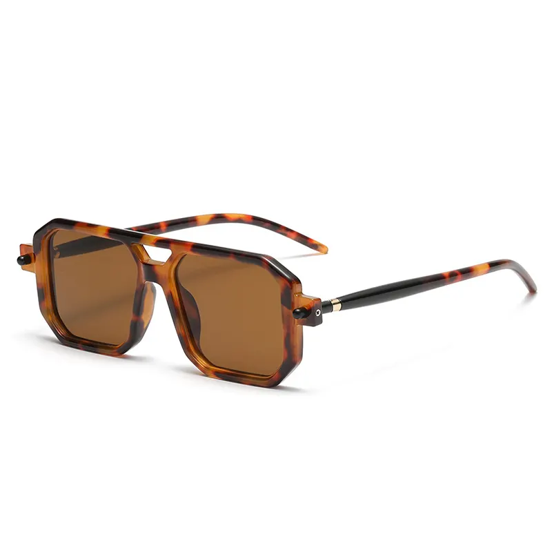 Kacamata hitam datar 70s persegi Vintage lensa oranye 2024 grosir kacamata hitam persegi wanita pria klasik Retro bergaya bingkai UV400