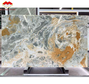 Đánh bóng vàng xanh Onyx slab đảo <span class=keywords><strong>Countertop</strong></span> vàng tự nhiên màu xanh Onyx phiến đá cẩm thạch cho phòng tắm tường ốp TV nền tường - Product Image 6