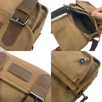 Tas Selempang Kanvas Vintage Kustom dengan Gesper dan Tutup, Tahan Gempa, Mengurangi Beban, untuk Pria, Cocok untuk Penggunaan Sehari-hari