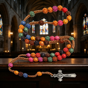 Chapelet catholique en résine de haute qualité, rond, avec perles d'Assise, motif croix, 20 chevaliers templiers, vente en gros, en vrac, pour la vente en gros de articles religieux. - Product Image 5