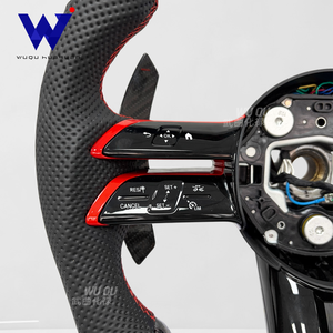 Volant de direction personnalisé en fibre de carbone Dragonfly adapté aux Mercedes AMG W204 W205 W212 W214 W215 CLA <span class=keywords><strong>CLE</strong></span>, décoré de rouge. - Product Image 6