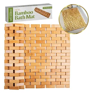 CF BBP2429 Custom Size Waterproof Wood Natural Bamboo fold Anti-slip Bathroom Non Slip Shower Bath floor Mats non-slip