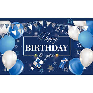 Nuovo sfondo di compleanno 100D festa di compleanno carnevale oro nero bandiera di serie può essere progettato con immagini - Product Image 5