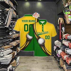 Camisas Casuales de Manga Corta con Botones para Hombre, de Alta Calidad OEM, Largo Regular, Secado Rápido, Poliéster y Spandex, Estampadas para Golf - Product Image 3