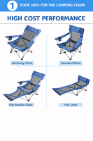 Chaise de camping pliable double usage de haute qualité, chaise de plage populaire avec repose-pieds détachable pour la pêche, le jardin et les activités de plein air