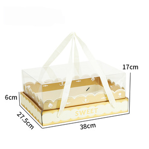IMEE Caja de Lujo Resistente para Regalo de Fruta, Flores o Pastel, <span class=keywords><strong>15</strong></span>*11 Pulgadas, Tapa Transparente de Plástico Crema con Asa y Laminado Dorado para el Día de la Madre - Product Image 2