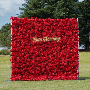 Sfondo Floreale Artificiale 3D 5D di Alta Qualità con Rose Rosse, Decorazione Floreale Artificiale Arrotolabile per Matrimoni ed Eventi in Cina - Product Image 1
