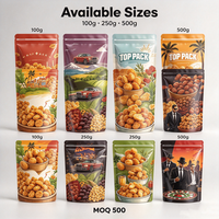 Sachet Doypack Métallisé Anti-humidité OEM Personnalisé 100g 250g 500g pour Emballage de Présentation au Détail de Noix, Fruits Secs, Bonbons et Snacks