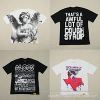 T-shirt unisexe en coton à manches courtes, coupe ample, imprimé lettres style Hip Hop transfrontalier, avec le slogan 'THAT'S a AWFUL LOT of COUGH SYRUP'