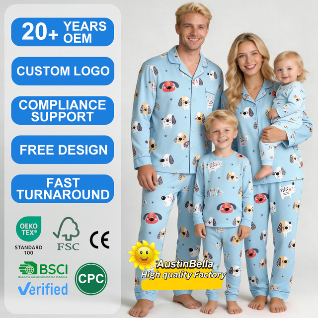 Manufacturer Custom High Quality Luxury Women's Pajamas Set Bamboo Baby Kids Children's Family Matching Pajamas and Sleepwear