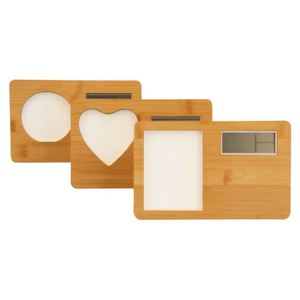 Cadres photo vierges en bambou pour sublimation avec disque en aluminium, impression par transfert thermique durable 6 couleurs, logo et horloge personnalisés - Product Image 2
