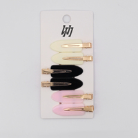 Logo personnalisé sans pli pinces à cheveux sans pli 6.5cm épingles à cheveux en bec de canard plat Barrette pour maquillage acétate sans courbure pinces à cheveux fantaisie