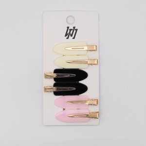 Logo personnalisé sans pli pinces à cheveux sans pli 6.5cm épingles à cheveux en bec de canard plat Barrette pour maquillage acétate sans courbure pinces à cheveux fantaisie - Product Image 5
