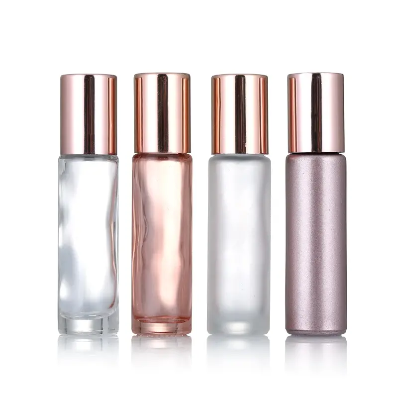 5Ml 10Ml Cosmetische Verpakking Rose Goud Roll Op Fles Essentiële Olie Roze Glas Roller Parfum Fles