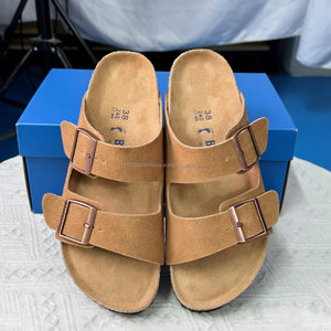 Unisex Suede Flat Double <b>Buckle</b> Ergonomic Style <b>Sandals</b> Open Toe Slip on Footwear for Casual Outdoor Wear - Product Image 5