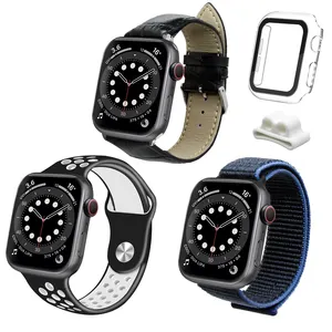 apple watch series 3 stopwatch Suppliers-Pita Jam Olahraga, Tali Kulit Olahraga Silikon 3 Pak Kompatibel untuk Apple Watch Band 38Mm 40Mm 42Mm 44Mm, Penggantian Pergelangan Tangan