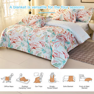 Parure de lit matelassée en microfibre à imprimé <span class=keywords><strong>feuille</strong></span> de <span class=keywords><strong>palmier</strong></span> <span class=keywords><strong>aquarelle</strong></span> éclatante et trèfle à quatre feuilles, 80 g/m², couette douce - Product Image 3