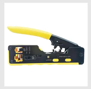 Tang kabel jaringan tipe crimping vertikal, portabel dengan pengupasan dan memotong lubang berlubang 8P6P