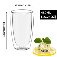1pc 2pcs 4pcs Top Quality 450ML Réutilisable Café Thé Jus Eau Haute Borosilicate Old Fashion Double Wall Glasses Cup