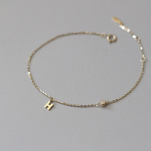 Bracelet lettre en argent sterling Bracelet 26 lettres de l'alphabet Bracelet lettre S925 H - Product Image 5