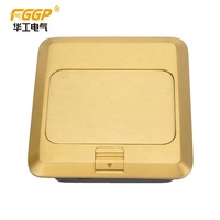 Kit de Caja de Piso Ajustable de Acero ZheJiang Huagong FGGP, Toma de Corriente de Piso de 2 Tomas, Caja de Piso Universal Compatible con SDK, 20A 125V, Latón