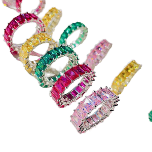 Модное парное теннисное кольцо 925 серебряное Ювелирное кольцо красивый розовый циркон модное кольцо - Product Image 1