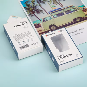 Caja de cargador de papel mate de color avanzado con relieve, embalaje electrónico ODM de tamaño personalizado, adecuado para cargadores de pared PD - Product Image 1