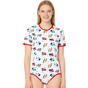 Body de Algodón Estampado para Adultos, Mono para Bebés Adultos, Ropa <span class=keywords><strong>ABDL</strong></span> con <span class=keywords><strong>Manga</strong></span> Corta y Broches en la Entrepierna para Mujer, para Pijamas - Product Image 3