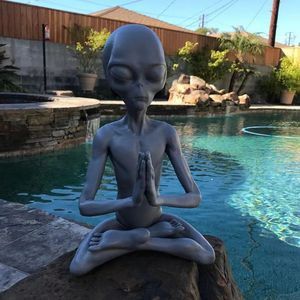 Misteriosa scultura <span class=keywords><strong>extraterrestre</strong></span> WXA05 meditazione Yoga resina aliena Statue ornamenti per la decorazione del giardino - Product Image 2