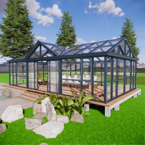 Verrière en aluminium sur mesure avec toit triangulaire en verre |   Extension de villa écologique avec <span class=keywords><strong>solarium</strong></span> extérieur pour jardin - Product Image 4
