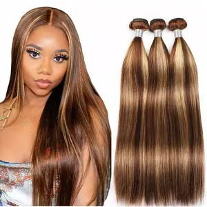 Factory direct hair weave p 4 27 color 100% Brazilian virgin human hair straight two tone ombre hair extension bundles vendors