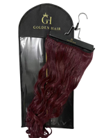 Sac d'extension de cheveux personnalisé en plastique transparent non tissé sacs d'emballage de stockage de perruque avec cintre en bois en plastique