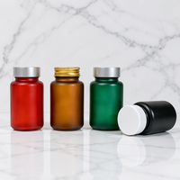 Vente en gros de flacons en verre givré de 100 ml, impression sérigraphique, avec bouchon à vis, pour compléments alimentaires en capsules de vitamines