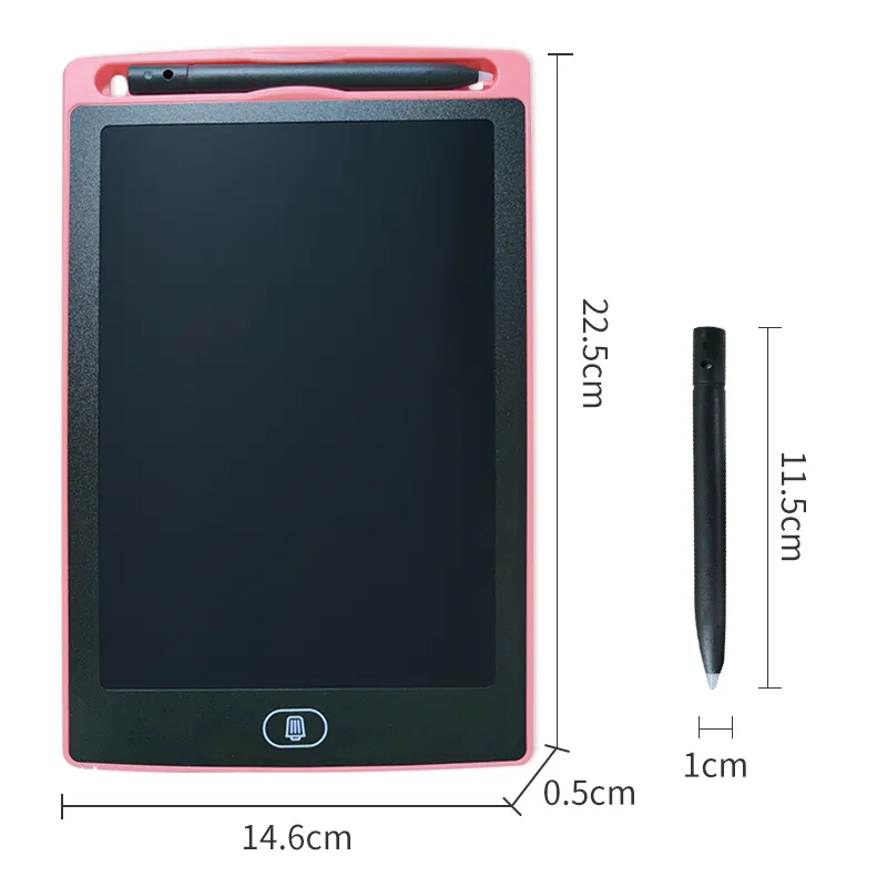Tablet Menulis LCD 8.5 Inci, Tablet Grafik Elektronik Penulis Digital Portabel Papan Mini Bantalan Gambar Tulisan Tangan Merah Muda