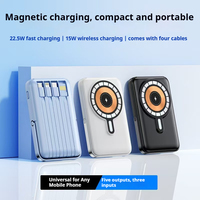 Chargeur sans fil magnétique super rapide 22,5 W, batterie externe haute capacité 10000 mAh, câble intégré, support pliable, entrée Type-C