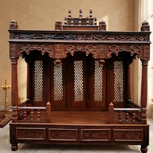 M/S Huda Handicraft and Home Decor Traditional Wooden Pooja Ghar with Carved Design NEW ARRIVAL for Indoor <b>Decoration</b> - Product Image 4
