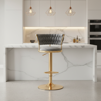 Chaise de bar élégante et moderne pour salle à manger, mobilier d'appartement, tabourets de bar rembourrés avec dossier et repose-pieds