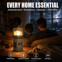 Radio para el Hogar DF-585 DAB Plus FM, Altavoz, Linterna de Manivela Solar para Camping, Dispositivo de Emergencia SOS