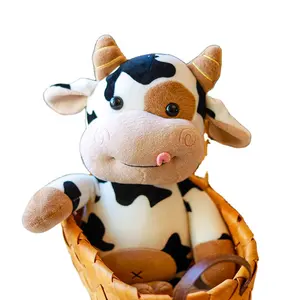 new soft and comfortable four-sided stretch fabric doll plush cow toy cow stuffed animal