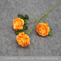 Rangkaian Bunga Sutra Tiga Tangkai Peony Asli untuk Dekorasi Pernikahan, Hotel, Lobi, dan Pesta