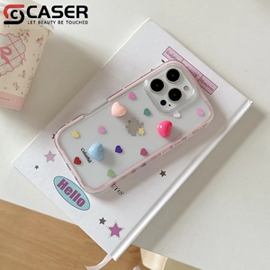 Estilo de verano colorido 3D goteo pegamento estrella/amor/esfera decoración a prueba de golpes cubierta de teléfono transparente para <span class=keywords><strong>iPhone</strong></span> 17 16 15 14 Pro Max - Product Image 2