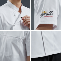 Chemise à manches courtes été Restaurant italien restauration cuisine cuisinier Chef veste boutons manteau hommes uniformes pour serveurs serveuse