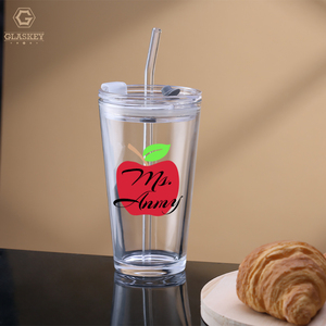 Personalizzato <span class=keywords><strong>Regalo</strong></span> Insegnante 16oz sublimazione in bianco di vetro caffè/tazza di birra con coperchio di vetro paglia per uso quotidiano - Product Image 4