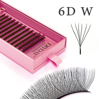 DIYDAY Extensions de cils en forme de W 6D pour salon de beauté, faux cils naturels individuels, fournitures d'extensions de cils pour le maquillage