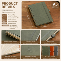 Vente flash - Carnet à spirales personnalisé avec logo A5, style rétro, couverture en cuir PU doux au toucher
