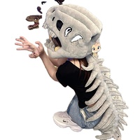 Peluche Monstre d'Halloween, Cadeau, Taille 75/116cm, Peluche Super Douce, Modèle Squelette de Dinosaure, Poupées Rembourrées avec Éclairage LED